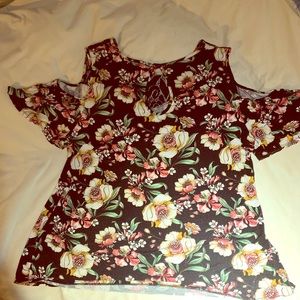 Cold shoulder floral top